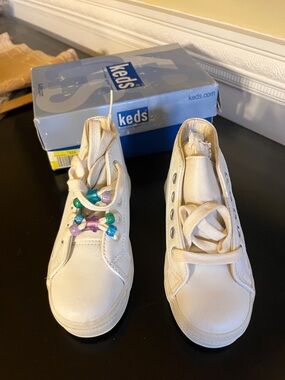vintage 90s new leather high top keds with beads toddler girls size 9